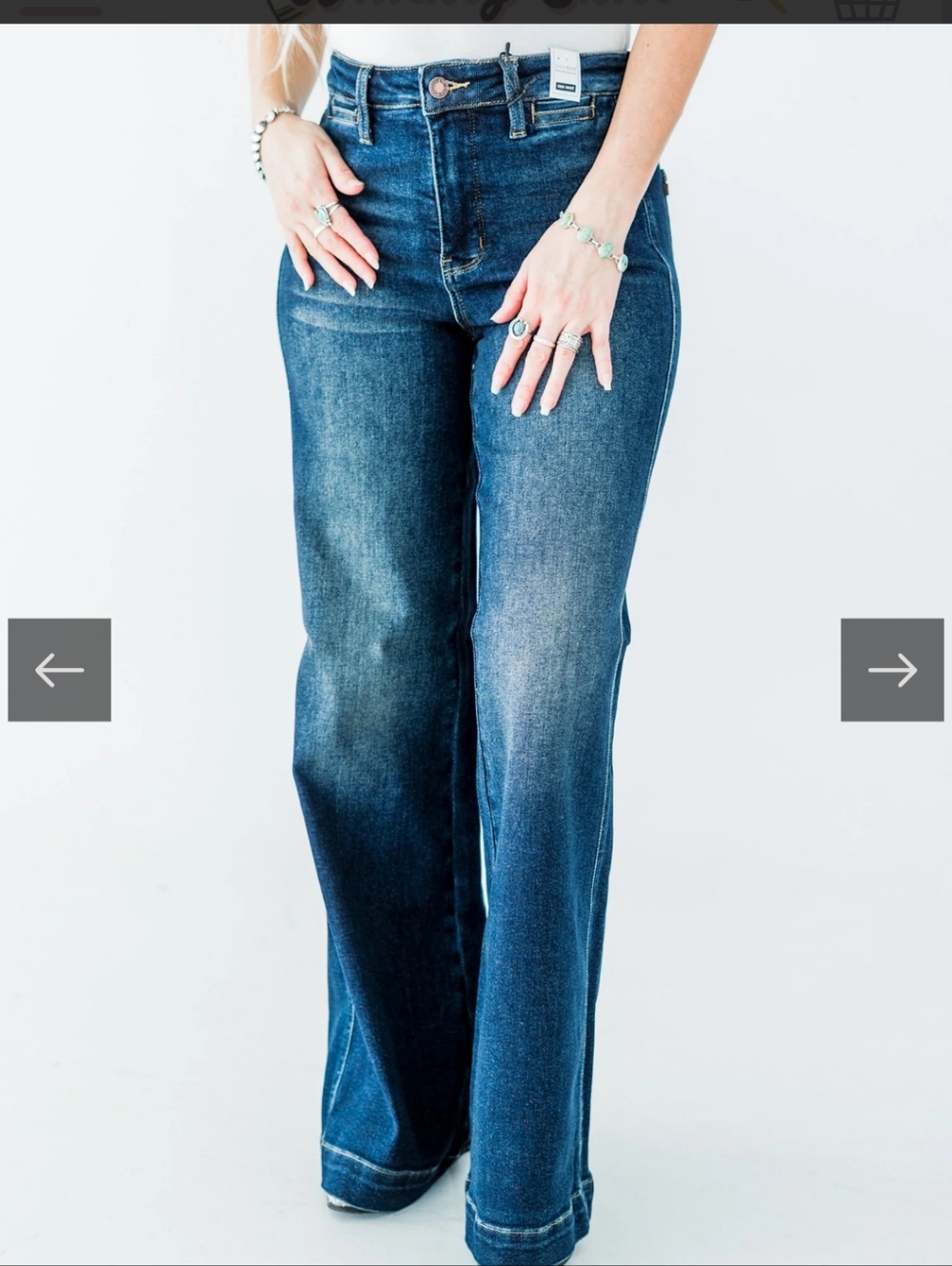 Judy Blue High-Rise Wide Leg Jeans - Dark Blue